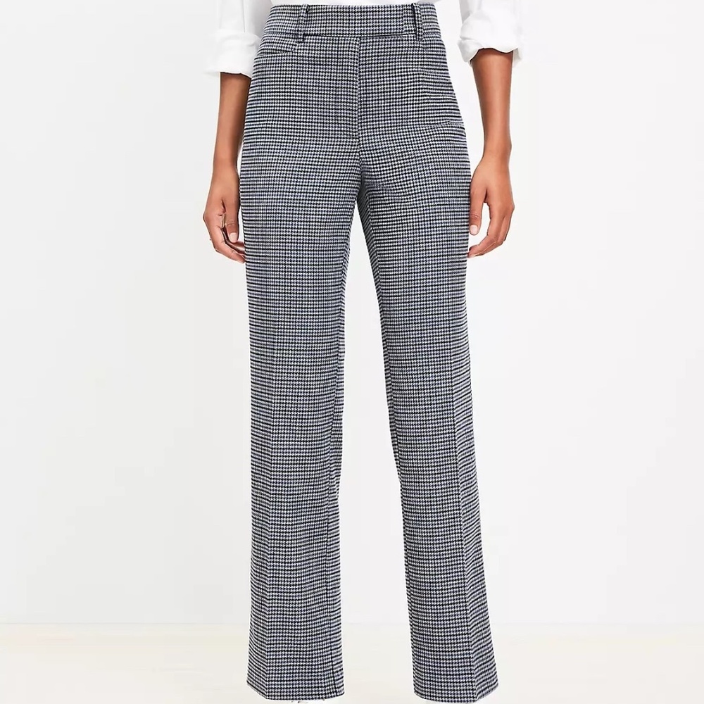 Loft Straight Pant Gray Houndstooth Size 14 Polished Perfect Modern Trouser Fall